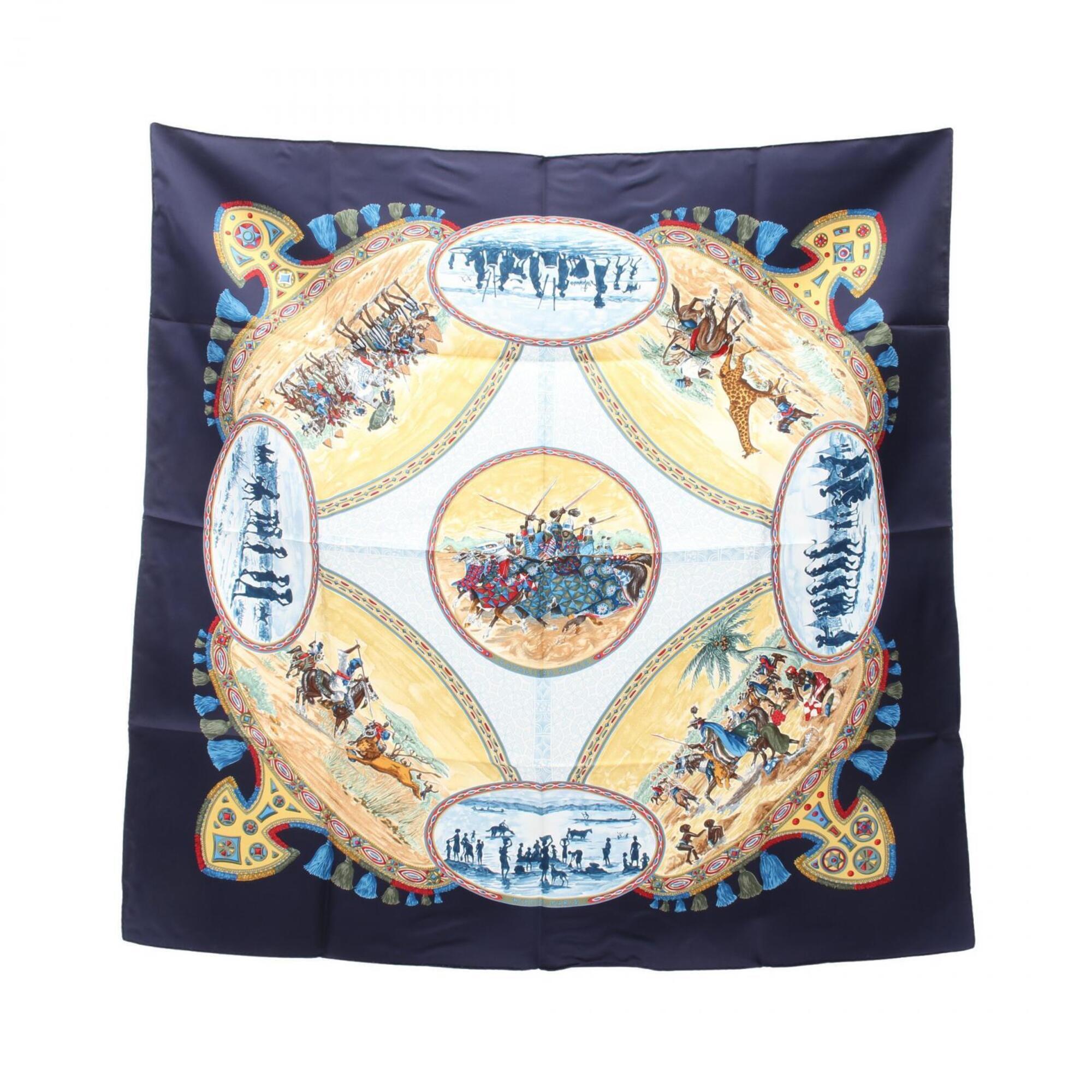 Hermes Authentic Blue Silk Scarf